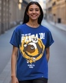 Shop Women's Blue Just Got Panda'd Graphic Printed Boyfriend T-shirt-Front