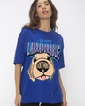 Shop Women's Blue Labradorable Graphic Printed Oversized T-shirt-Front