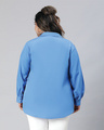 Shop Women's Blue Lace Detailed Plus Size Shirt-Full