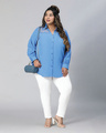Shop Women's Blue Lace Detailed Plus Size Shirt