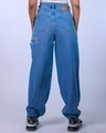 Shop Women's Blue Laser Cut Baggy Oversized Jeans-Design