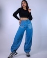Shop Women's Blue Laser Rush Baggy Oversized Jeans-Full