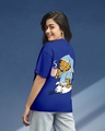 Shop Women's Blue Lazy Garfield Graphic Printed Oversized T-shirt-Front