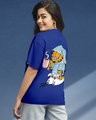 Shop Women's Blue Lazy Garfield Graphic Printed Oversized T-shirt-Front