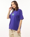 Shop Women's Blue Lemons Graphic Printed Oversized T-shirt-Full