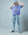 Shop Women's Blue Leviosa Graphic Printed Oversized Acid Wash T-Shirt