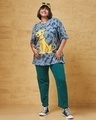Shop Women's Blue Lion Graphic Printed Oversized Plus Size T-shirt-Full