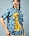 Shop Women's Blue Lion Graphic Printed Oversized T-shirt
