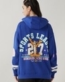 Shop Women's Blue Lolite Sports League Graphic Printed Oversized Hoodies-Front