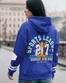 Shop Women's Blue Lolite Sports League Graphic Printed Oversized Hoodies-Front