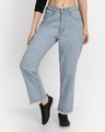 Shop Women's Blue Loose Comfort Fit Jeans-Front
