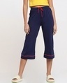 Shop Women's Blue Flared Fit Lounge Palazzos-Front