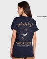 Shop Women's Blue Manifest Your Life Graphic Printed Boyfriend T-shirt-Design
