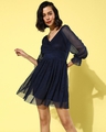 Shop Women's Blue Mesh Dress-Front