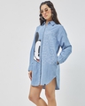 Shop Women's Blue Mickey Graphic Printed Super Loose Fit Shirt Dress-Front