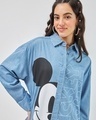 Shop Women's Blue Mickey Graphic Printed Super Loose Fit Shirt Dress