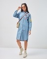 Shop Women's Blue Mickey Graphic Printed Oversized Shirt Dress-Front