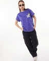 Shop Women's Blue Money is the Motive Graphic Printed Boyfriend Acid Wash T-shirt-Full