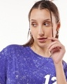 Shop Women's Blue Money is the Motive Graphic Printed Boyfriend Acid Wash T-shirt