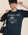 Shop Women's Blue Nature Calls Typography Oversized T-shirt-Front