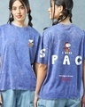 Shop Women's Blue Need Space Snoopy Graphic Printed Oversized Acid Wash T-shirt-Front