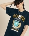 Shop Women's Blue Olympia Typography Oversized T-shirt-Front