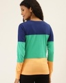 Shop Women's Blue & Orange Color Block T-shirt-Design