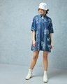 Shop Women's Blue All Over Printed Oversized Shirt Dress-Front