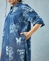 Shop Women's Blue All Over Printed Oversized Shirt Dress