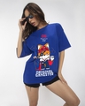 Shop Women's Blue Original Gangster Graphic Printed Oversized T-shirt-Front