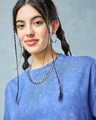 Shop Women's Blue Oversized Acid Wash T-shirt