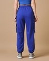 Shop Women's Blue Oversized Cargo Joggers-Full