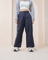 Shop Women's Blue Oversized Cargo Parachute Pants-Design