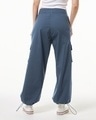 Shop Women's Blue Oversized Cargo Parachute Pants-Full