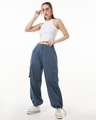 Shop Women's Blue Oversized Cargo Parachute Pants