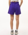 Shop Women's Blue Oversized Cotton Linen Shorts