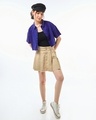 Shop Women's Blue Oversized Crop Cotton Linen Shirt