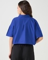 Shop Women's Blue Oversized Crop Cotton Linen Shirt-Design
