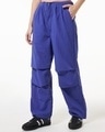 Shop Women's Blue Oversized Parachute Pants-Front