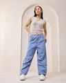 Shop Women's Blue Oversized Parachute Pants-Full