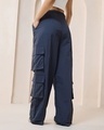 Shop Women's Blue Oversized Cargo Parachute Pants-Design