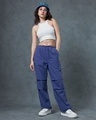 Shop Women's Blue Oversized Parachute Pants-Full