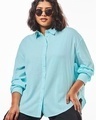 Shop Women's Blue Oversized Plus Size Shirt-Front