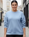Shop Women's Blue Oversized Plus Size Sweatshirt-Front