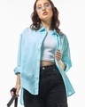 Shop Women's Blue Oversized Shirt-Front