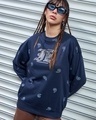 Shop Women's Blue Paisley Printed Oversized Sweatshirt-Front