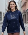 Shop Women's Blue Paisley Printed Oversized Sweatshirt-Front