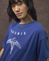 Shop Women's Blue Phoenix Fawkes Graphic Printed Oversized T-shirt