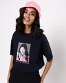 Shop Women's Blue Photo Graphic Printed Oversized T-shirt-Front