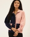 Shop Women's Blue & Pink Color Block Jacket-Front
